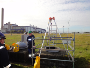 Tripod Well secured Tripod setup-with-RG-300 rescue top manhole