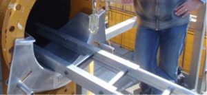 Hanging ladder entering confined space